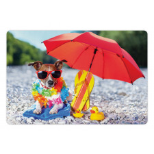 Funny Hawaiian Dog Beach Pet Mat