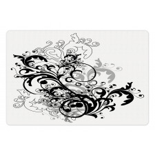 Monochrome Abstract Leaves Pet Mat