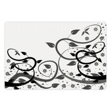 Grey Tones Abstract Leaves Pet Mat