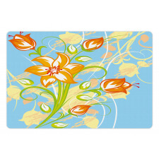 Retro Style Tiger Lily Art Pet Mat