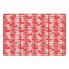 Fruit Doodles on Gingham Pet Mat