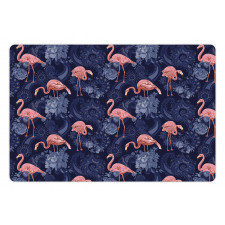 Exotic Floral Flamingos Pet Mat