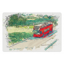 Tourist Bus Watercolor Art Pet Mat