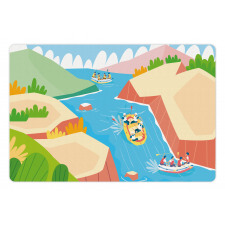 Rafting on River Cartoon Pet Mat