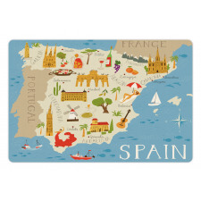 Spain Mapping Calligraphy Pet Mat