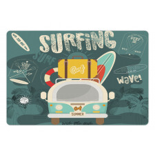 Surfing Text and Van Pet Mat