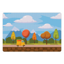 Autumn Trees and Car Pet Mat