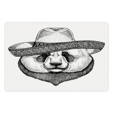 Single Panda Face in a Hat Pet Mat