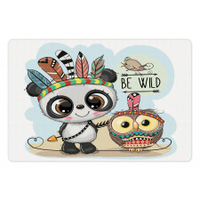 Panda Owl Bird in Feathers Pet Mat