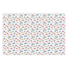 Doodle Style Sea Elements Pet Mat