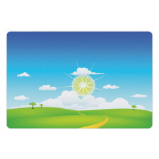 Grass Hill Sun and Clouds Pet Mat