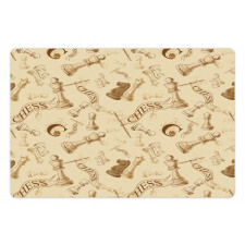 Retro Chess Game Pieces Pet Mat