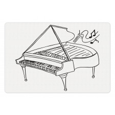 Monochrome Piano Drawing Pet Mat