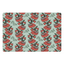 Flower Butterfly Silhouettes Pet Mat