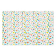 Pastel Dots and Flora Scene Pet Mat