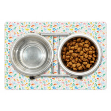 Pastel Dots and Flora Scene Pet Mat