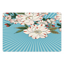 Floral Bloom on Retro Rays Pet Mat