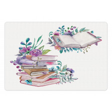 Watercolor Bookworm Floral Pet Mat