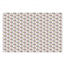 Repeated Colorful Flowers Pet Mat