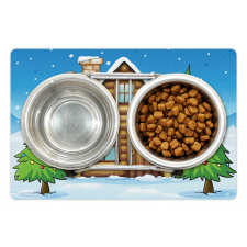 Cabin and Firs in Winter Pet Mat