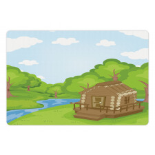 Wooden Lodge near Stream Pet Mat