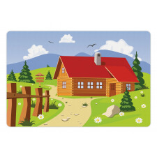 Chalet Image in Mountain Pet Mat