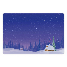 Houses in Snowy Night Pet Mat