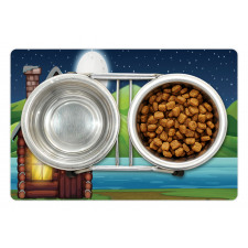 Cabin near River at Night Pet Mat