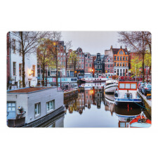 Small Boats on Amstel River Pet Mat