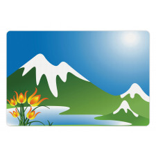 Snowy Mountain Flowers Pet Mat