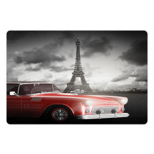 Vintage Car and Eiffel Pet Mat