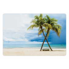 Beach Palm Trees Rock Pet Mat