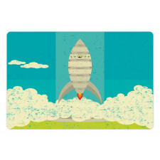 Flying Rocket Clouds Art Pet Mat