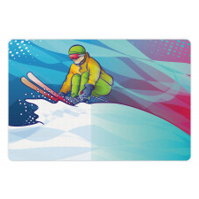 Man Skiing Sportive Scene Pet Mat