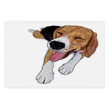 Smiling Resting Dog Sketch Pet Mat