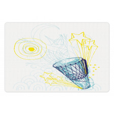 Yellow Indigo Blue Drawings Pet Mat