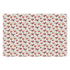 Modern Triangles and Flowers Pet Mat