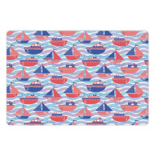 Sailing Boats Wave Graphic Pet Mat