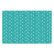 Cartoon Style Clouds Seagulls Pet Mat