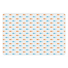 Bicolored Flock of Fish Motifs Pet Mat