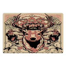 Floral Skull and Wolves Pet Mat
