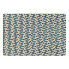 Abstract Japanese Peacock Art Pet Mat