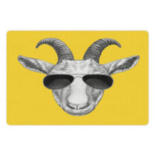 Grey Hand Drawn Goat Pet Mat