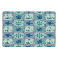 Ships Wheel Turquoise Pet Mat