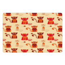 Cats in Paprika Orange Tone Pet Mat