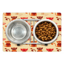 Cats in Paprika Orange Tone Pet Mat