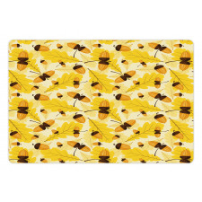 Fall Season Oak Leaf Acorns Pet Mat