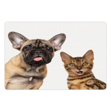 Cat and Dog Shocked Staring Pet Mat