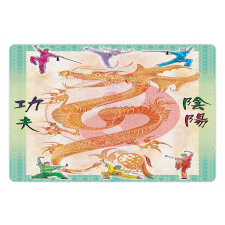 Colorful Dragon and Samurais Pet Mat