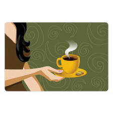 Woman Holding a Cup Cookies Pet Mat